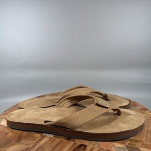 Rainbow Women’s Sandals Single Layer Classic Leather Arch Support Sz 7.5-8.5 Tan